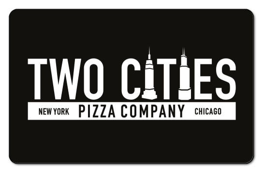 two cities white logo on a black background